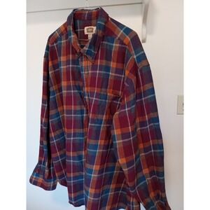The Foundry Shirt Mens 3XL Plaid Button Up Long Sleeve Pocket Hiking Flannel‎